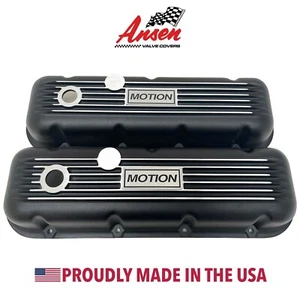 Big Block Chevy "Motion" Black Valve Covers, Classic Finned - Ansen USA - Foto 1 di 6