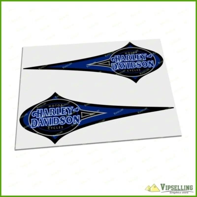 Harley-Davidson Black Blue Heritage Softail Tank Premium Decals Stickers Set Kit - Изображение 1 из 2