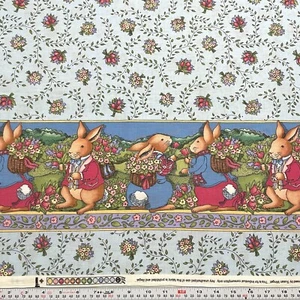 VTG 1997 Susan Winget Fabric Traditions Peter Rabbit Border Cotton Fabric 2 Yard - Picture 1 of 3