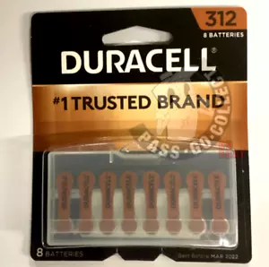 Baterías para audífonos DURACELL 312 DA312-B8 (8 piezas) 1,45 V vendedor de EE. UU. EXP 2022 - Imagen 1 de 2