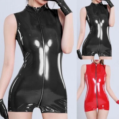 Damen PU Dessous Damen Strampler Clubwear Interessanter Overall Dessous - Bild 1 von 4