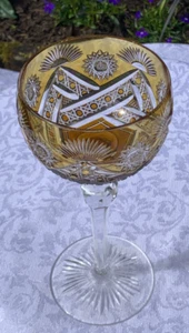 ST LOUIS ? CRYSTAL STEMMED HOCK GLASS WITH KNOB 7 & 1/4 INCH - FRANCE - Picture 1 of 24