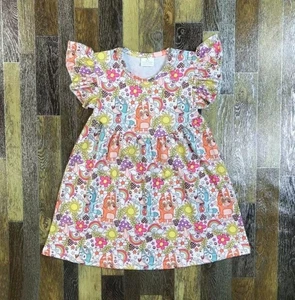 NEW Boutique Bluey Cartoon Dog Flower Power Girls Sleeveless Dress - Picture 1 of 8
