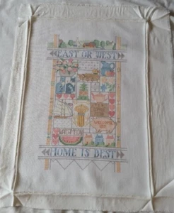Completed Finished Cross Stitch ~ "East or West Home is Best" - Picture 1 of 4