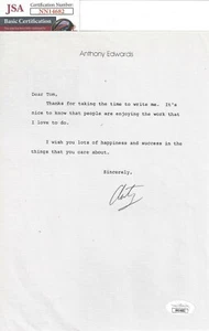 ANTHONY EDWARDS Signed Autograph Letter on Letterhead JSA Top Gun E.R. - Picture 1 of 1