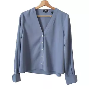 Theory Top Womens P (XS) Button Up V-Neck Shirt in Matte Twill $245 NWOT - Picture 1 of 6
