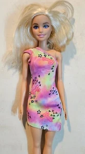 Barbie logo signature Pink Star Short Mini Dress Barbie Fashion Doll Cloth C352G - Picture 1 of 9