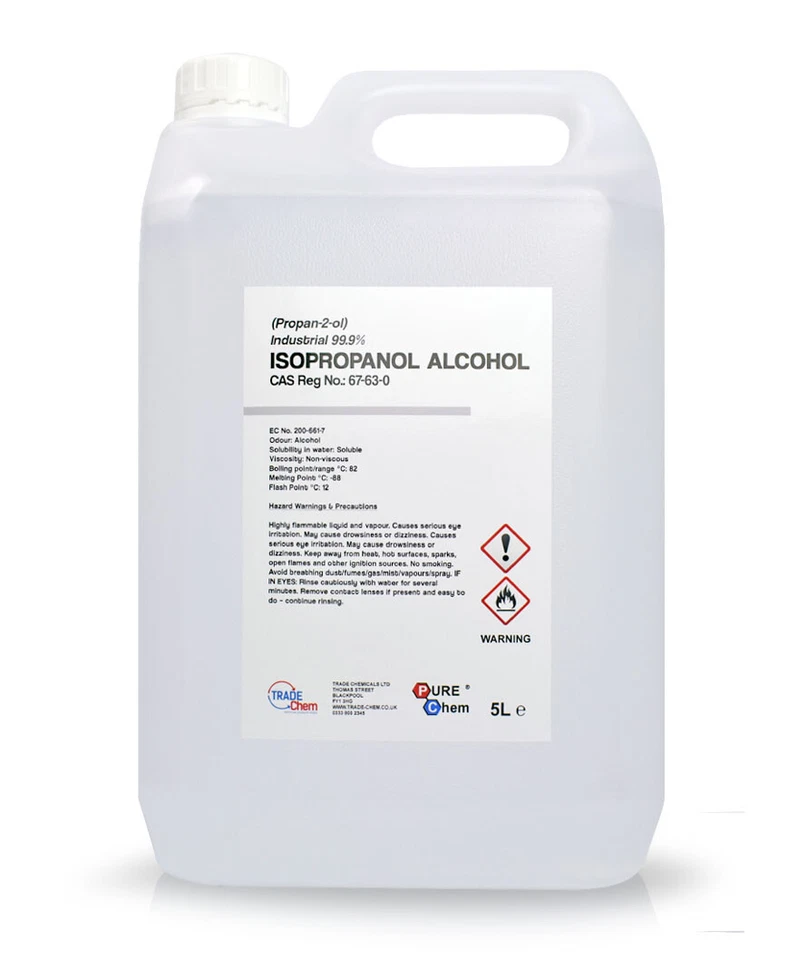 PURE CHEM Isopropyl Alcohol IPA (Isopropanol) | Lab Grade Pharma Quality Pure 5L 99.9%