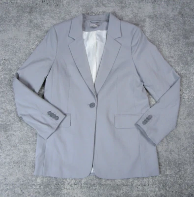 Blazer H&M Mujer Pequeño Gris Sólido Manga Larga Negocios Trabajo 2 Botones Abrigo Foto 1 de 4