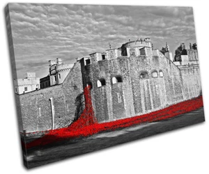Tower of London Poppies City SINGLE CANVAS WALL ART Picture Print - Picture 1 of 1
