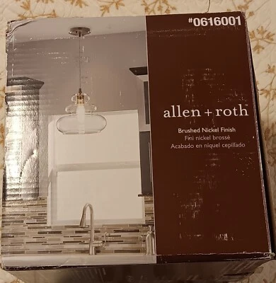 Pendant CHANDELIER Allen Roth Brushed Nickel  Clear Beehive Glass 0616001 Lowes  - Image 1 of 4