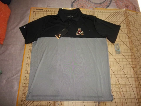 MENS XLARGE BLACK/GRAY ANTIGUA PHOENIX COYOTES POLO SHIRT - NWT Cover