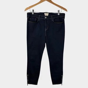 LAGENCE Jeans Womens 32 Emmanuelle Ankle Zip Skinny Cropped Midnight Dark Wash - Picture 1 of 11