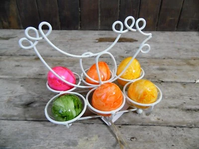 Eierbecher Eierhalterung aus Eisen Eierhalter Eierkorb Ei  Eierständer antikweiß - Bild 1 von 4