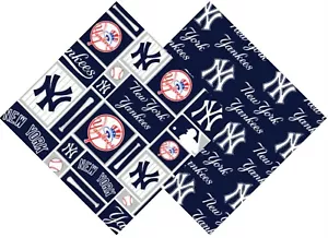 BTHY MLB New York Yankees Patch Allover Cotton Fabric Baseball Logo By 1/2 Yard - Picture 1 of 4