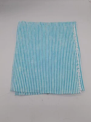 100% Irish Linen craft Blue Turquoise & White PinStripe 150 x 15cm approx AN7901 - Image 1 of 4