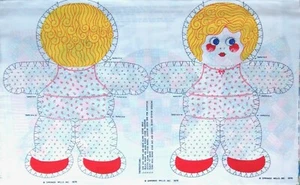 Vintage Sew & Stuff Doll & Removable Calico Dress & Hat  Fabric Panel - 1976 - Foto 1 di 3