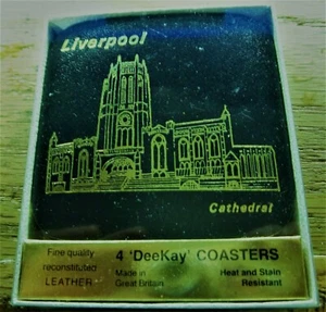 4 COASTER SET ENGLAND LIVERPOOL,TOWN HALL,WATERFRONT,CATHEDRAL, METRO CATHEDRAL - Picture 1 of 6