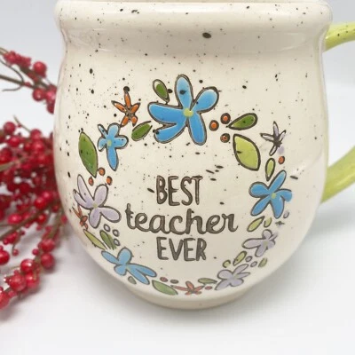 Taza de café de cerámica TEACHER azul marfil Art Deco mejor regalo para maestros Foto 1 de 2