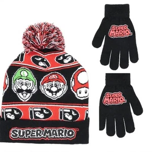 Juego de gorro y guantes para niños Super Mario (talla única para jóvenes) - Imagen 1 de 1