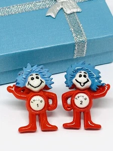 Thing 1 & Thing 2 Resin Cufflinks Silver Plated Toggles, Gift Boxed! - Picture 1 of 6