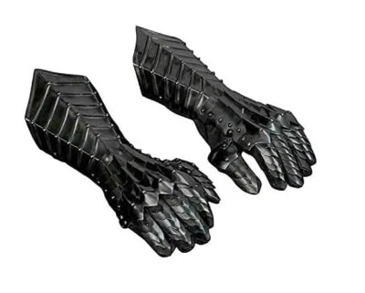 Black Antique Nazgul Gauntlets Steel Medieval armor Gloves ~ Crusader Larp Gaunt - Image 1 of 4