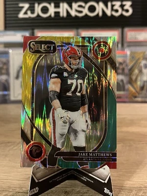 2024 Panini Select | Jake Matthews #264 | Club Level Green & Yellow Prizm Shock - Image 1 of 4
