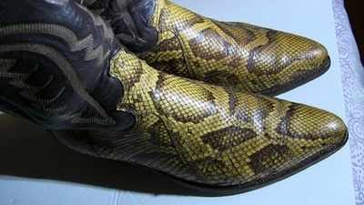 Botas de Vaquero Justin Piel de Serpiente Pitón Hechas en EE. UU. Para Hombre Talla 10 D Foto 1 de 4