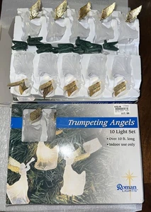VTG Roman Lights Angel Gold Wings & Trumpets W Clips Use With String Lights 2 Bo - Picture 1 of 2