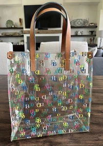 Vtg Dooney & Bourke Signature Small Clear Lunch/Concert Mini Tote Bag Leather 🌈 - Picture 1 of 10