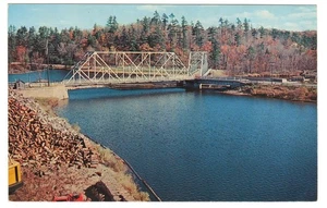 Lyons Falls New York Drei-Wege-Brücke Elch schwarze Flüsse Postkarte - Bild 1 von 2