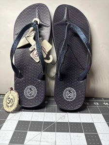 Women's Black Foam Flip Flops Sandals Size 7/8 SO Authentic American Heritage - Picture 1 of 8