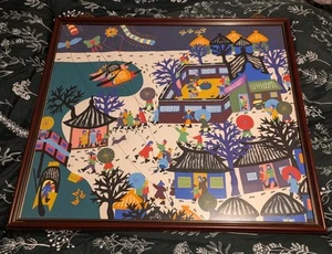 Chen Wei Xiong Gemälde "The Kite Contest" Gouache auf Reispapier 1993 - Bild 1 von 15