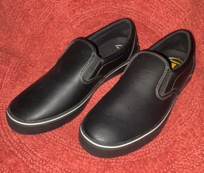Zapatos Mocasines TredSafe Ric Cuero Negro Sin Cordones Talla Hombre 10, Mujer’s 11 W, NUEVO Foto 1 de 4