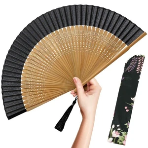 Folding Hand Fan for Women - Foldable Chinese Japanese Vintage Bamboo Silk Fa... - Picture 1 of 8