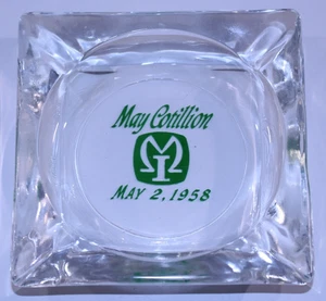 VTG May Cotillion 1958 Ashtray Smoker Souvenir Square John Deer Green MI ACL MC - Picture 1 of 12