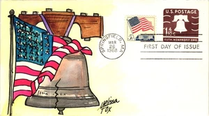 #U548 Liberty Bell Stamped Envelope - ONE OF A KIND -  Hand Painted Melissa FOX - Picture 1 of 1