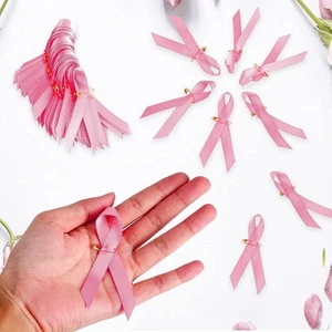 100pcs Breast Cancer Awareness Brooch Lapel Pins Pink Ribbon Lapel Pins Pink - Picture 1 of 4