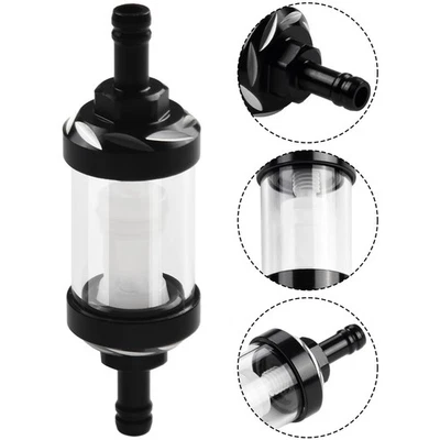 Fuel Filter Chrome And Glass Reusable Washable 1Pcs 5/16" Diesel Filter - Image 1 of 4