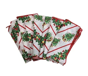8 Vintage Christmas Cloth Napkins Tree & Garland 16" Square - Picture 1 of 13