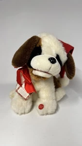 Ganz bellender Bernhardiner Hund Plüsch Weihnachten Nikolaus Mütze Schaden Vintage FUNKTIONIERT 016 - Bild 1 von 13