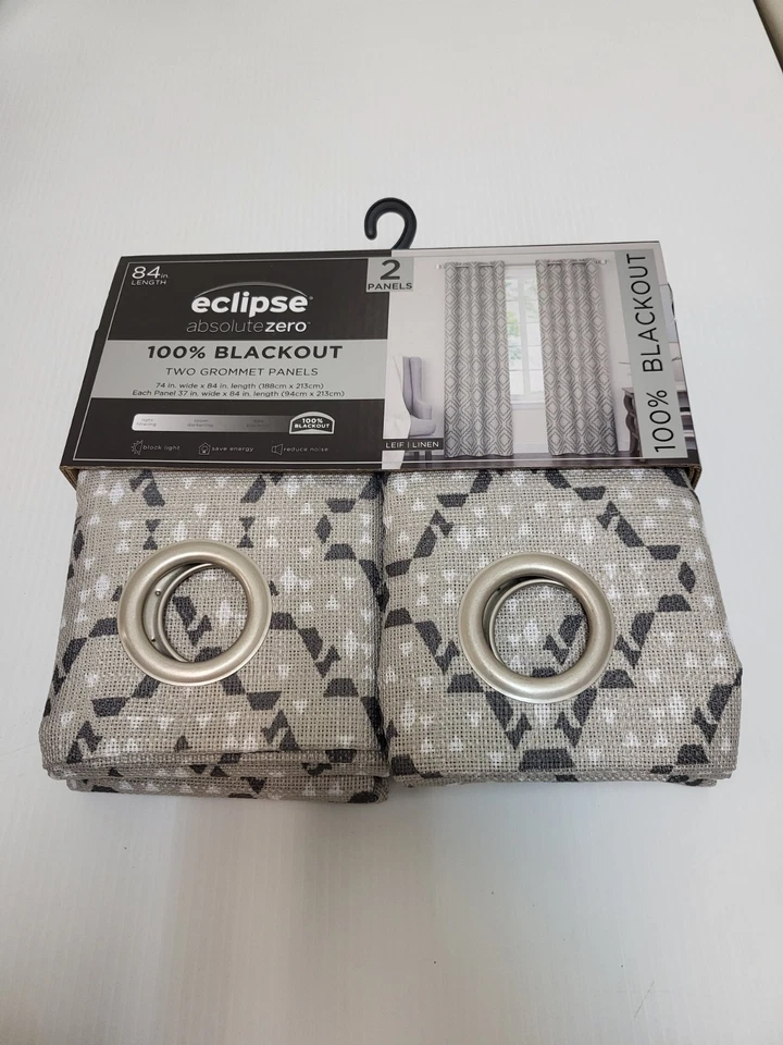 Eclipse Absolute Blackout 84 Inch 2 Grommet Panel Curtain Set - 810583395 - Image 1 of 2