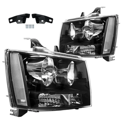 For Chevy Avalanche/Suburban/Tahoe 2007-2014 Black Headlights HeadLamps 1 Pair Foto 1 de 4