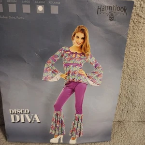 Disco Diva Costume Medium Purple Hauntlook Halloween Shirt Pants - Picture 1 of 5