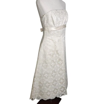 NWT Davids Bridal Galina Ivory Champagne Embroidered Lace Overlay Wedding Dress - Image 1 of 4