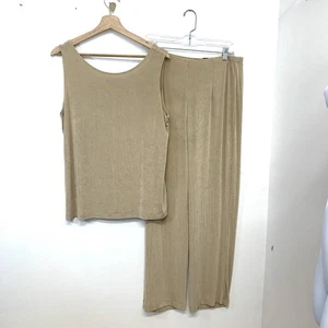 Chicos 2 Travelers Outfit Large Slinky Knit Pants Pull On Tank Top Stretch Work - Picture 1 of 14