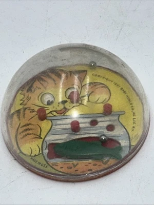 Vintage 1951 Cat And Fish Dexterity Game, Baby World Co. Made In USA - Image 1 of 4