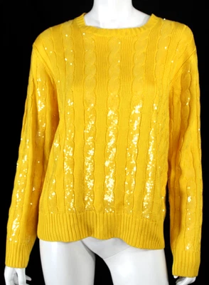Пуловер RALPH LAUREN горчичный желтый шелковый вязаный с блестками свитер L - Изображение 1 из 4