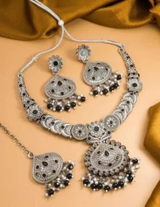 Gargantilla Kundan india Bollywood chapada en oro collar nupcial pendientes conjunto de joyería - Imagen 1 de 24