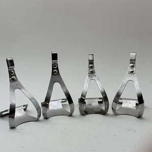 Vintage Christophe Pedal Toe Clips LOT France D Eroica Silver Steel A35-1 - Picture 1 of 14